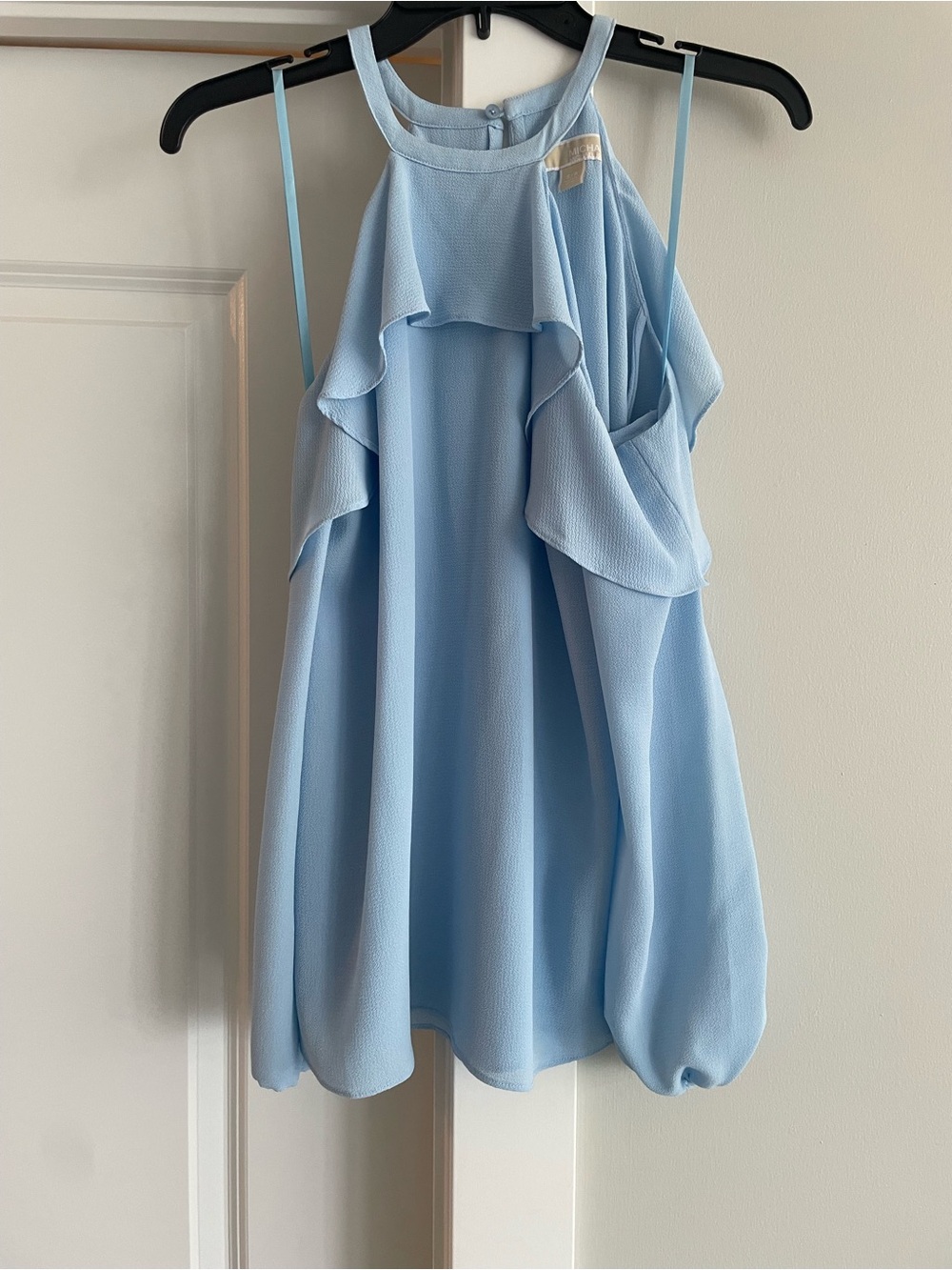 Michael Kors Light Blue Textured Halter Top